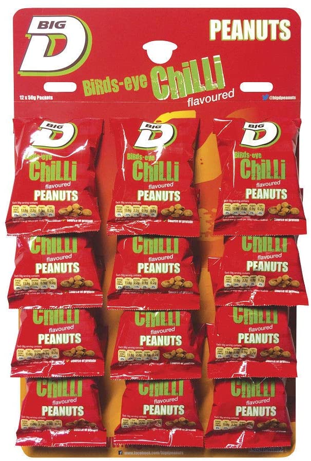 Big D Chilli Peanuts 12x50g Packs on a Pub Card